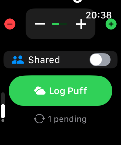 Watch app puff logging
